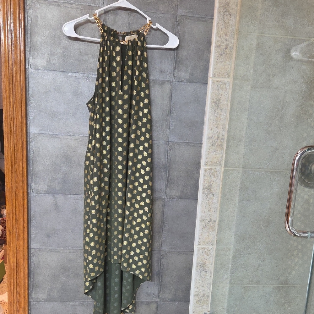 Michael Kors Green Dress with Gold Accents, Size Small But Fits Like Medium